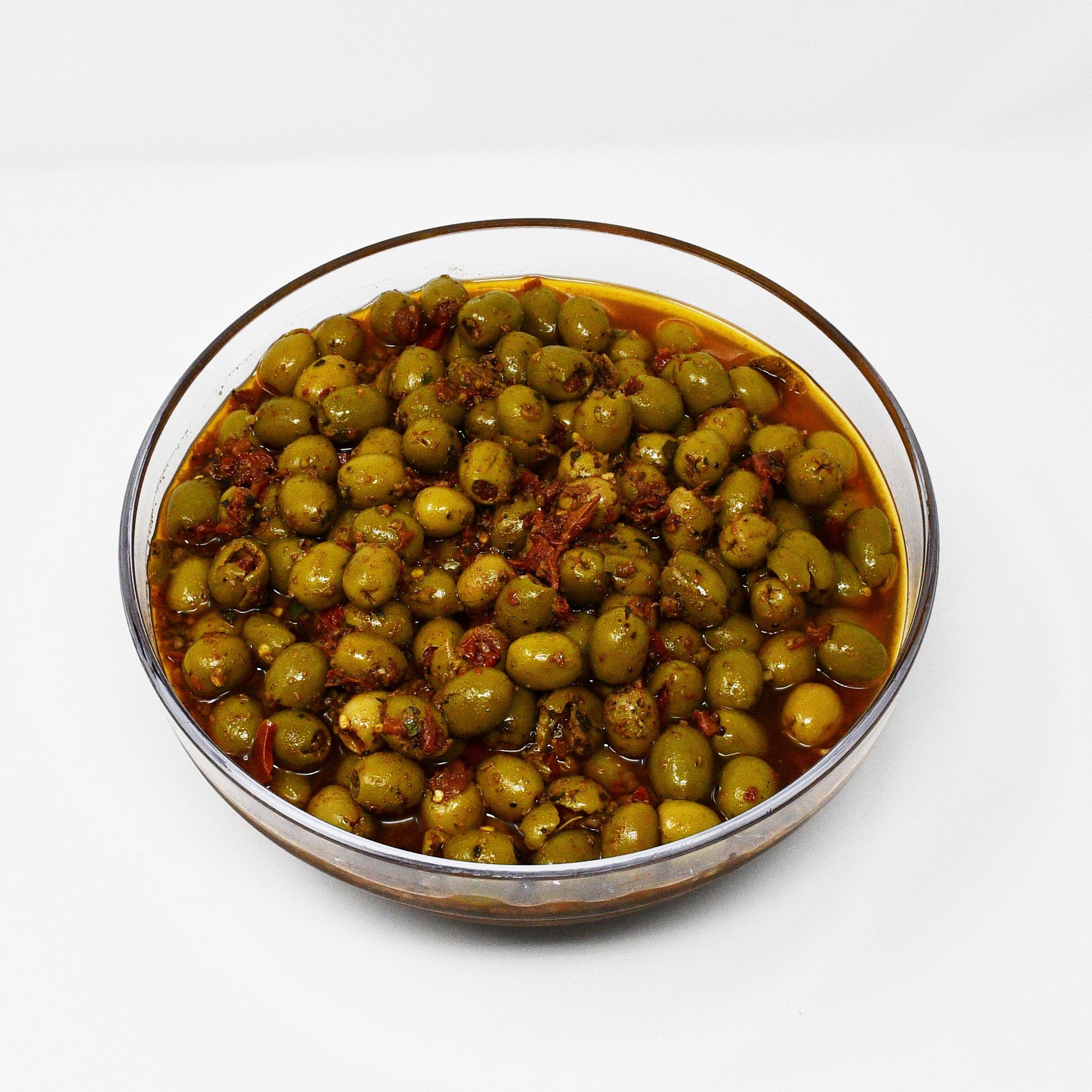 GREEN OLIVES STUFFED WITH SUNDRIED TOMATOES  (100g)