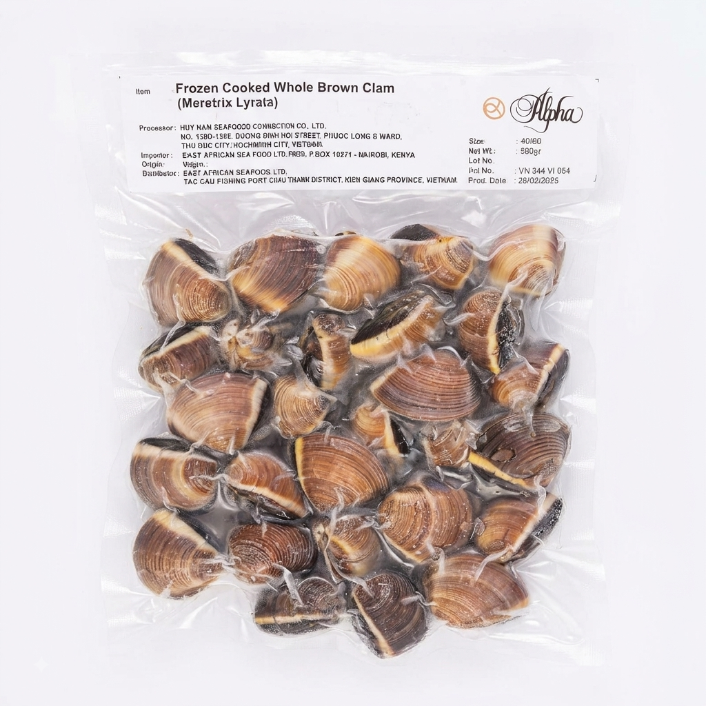 COOKED & FROZEN WHOLE BROWN CLAMS (500g)
