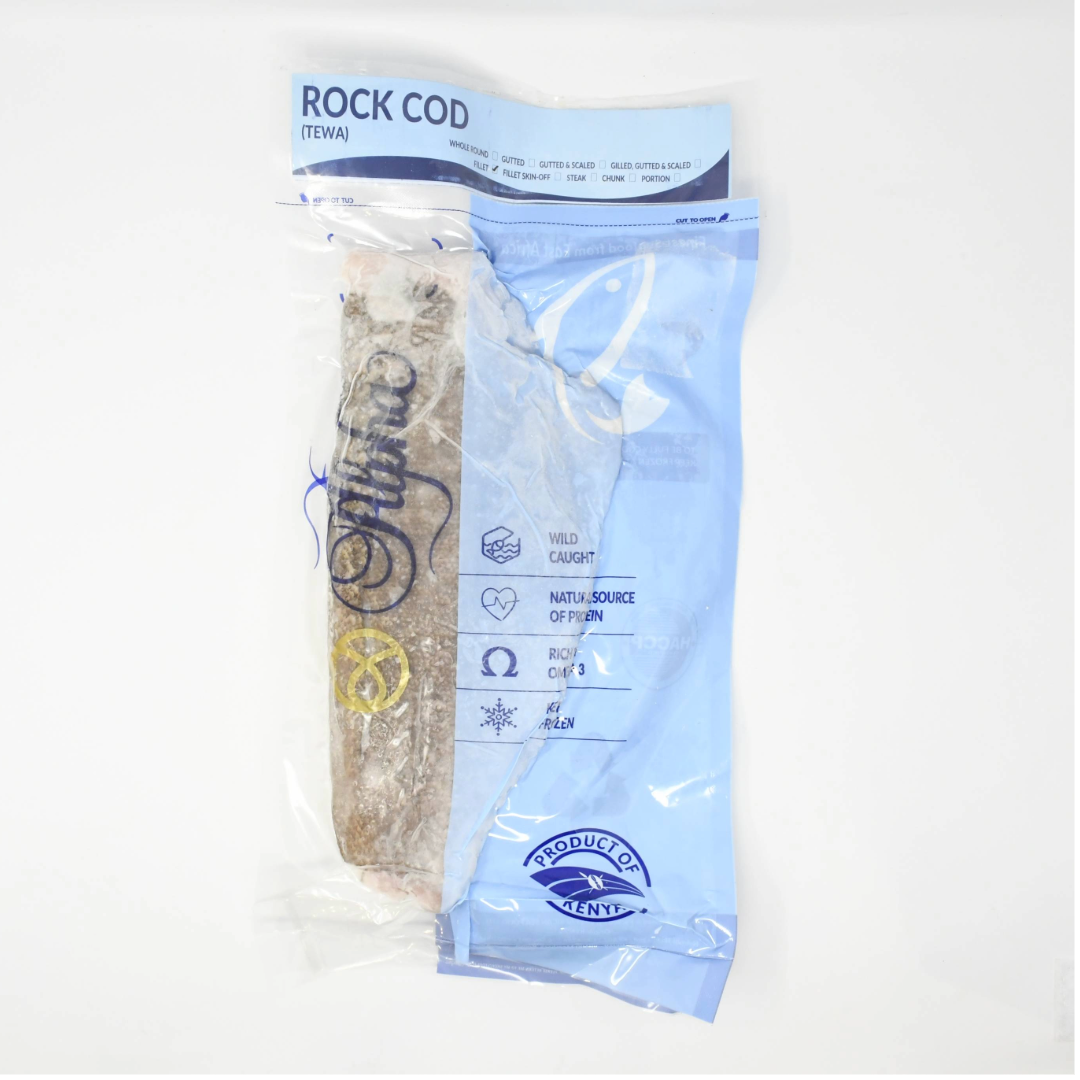 FROZEN ROCK/REEF COD FILLET SKIN ON  (GROUPER/HAMOUR)
