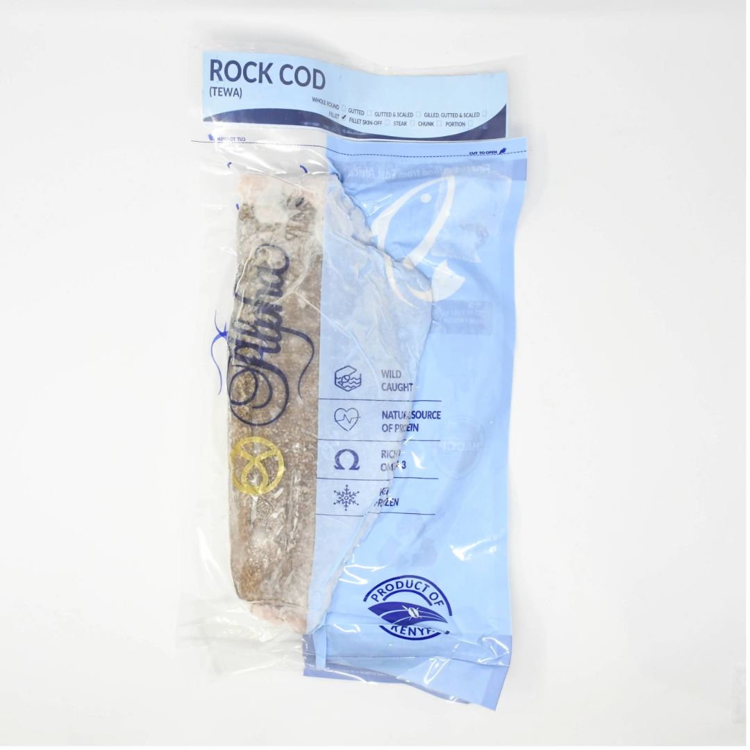 FROZEN ROCK/REEF COD FILLET SKIN ON  (GROUPER/HAMOUR) (900g-1.1kg)