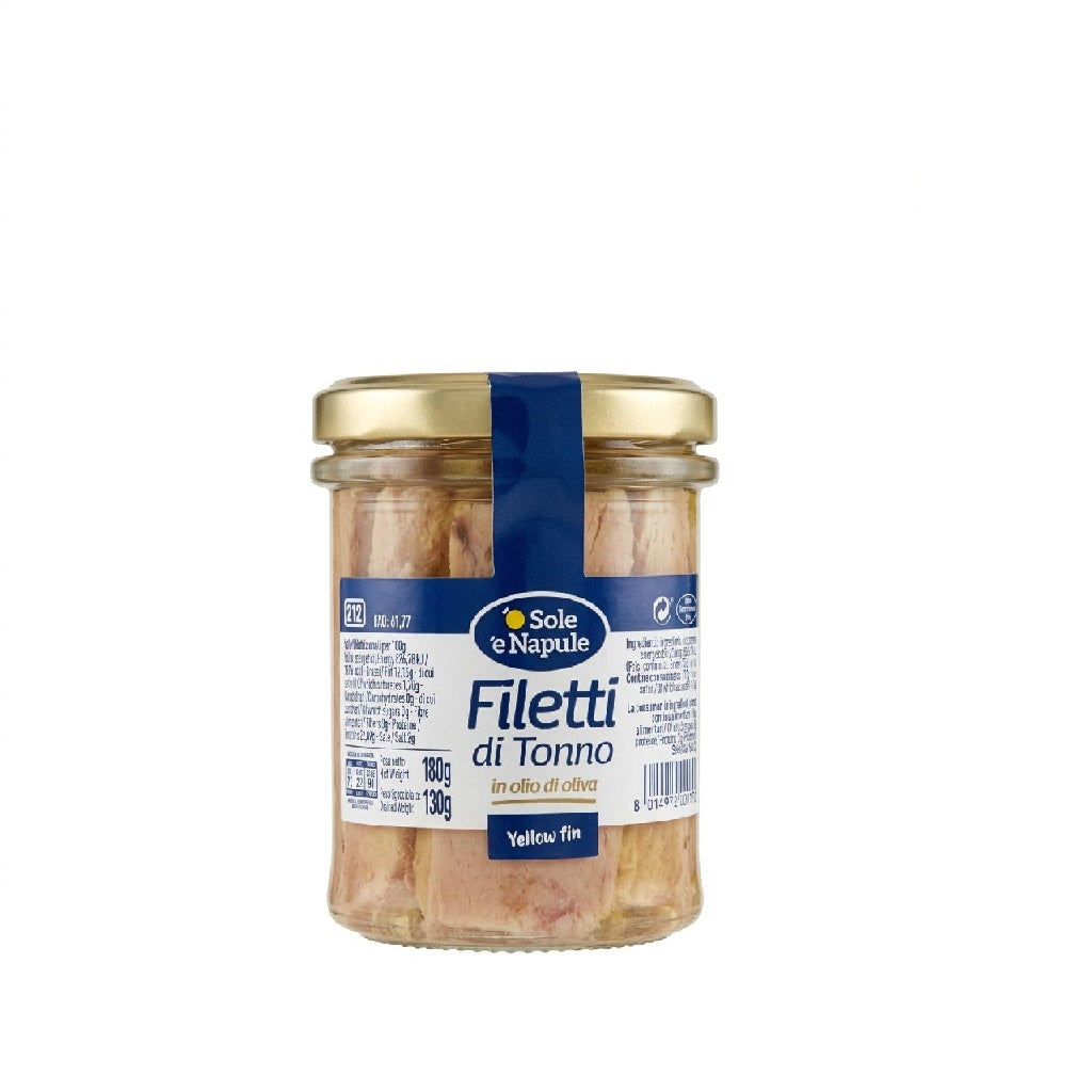 YELLOWFIN TUNA FILLETS IN OLIVE OIL - O SOLE E NAPULE (180g)