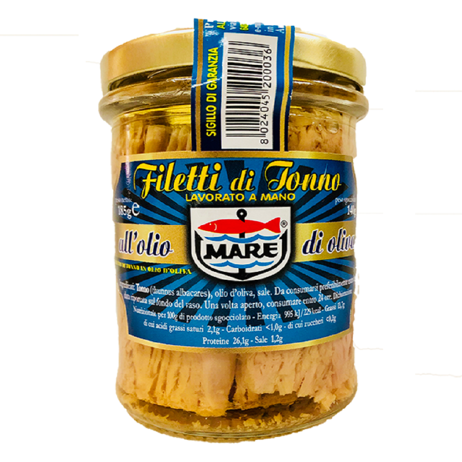 TUNA FILLETS IN OLIVE OIL - MARE (185g)
