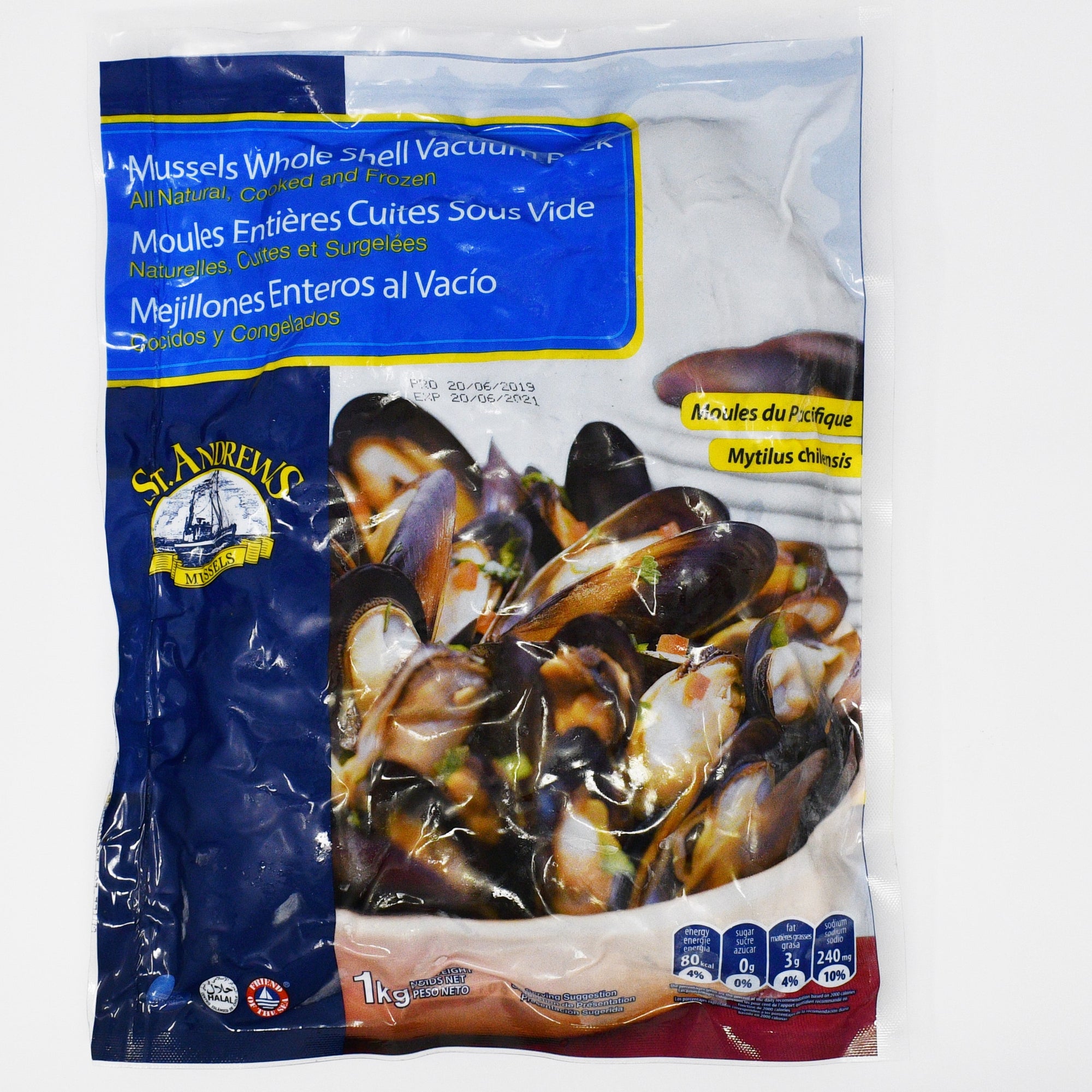 COOKED & FROZEN BLUE SHELL MUSSELS (1kg)